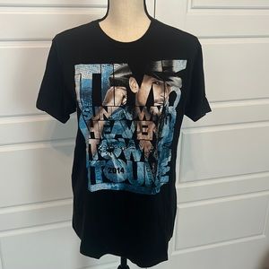 Black, short sleeve graphic, tee’s size medium